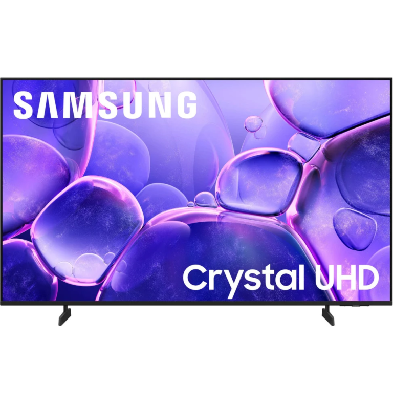 TV Samsung 55 pouces Crystal UHD 4K Série 8 avec Smart TV Tizen affichage violet moderne